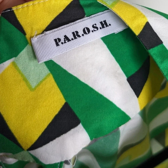 P.A.R.O.S.H. Geometric Poplin Puff Sleeve Dress - Picture 6 of 6